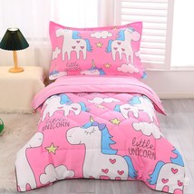 Toddler Bedding Sets For Girls 4 Piece Unicorn Toddler Bed Set With Comf... - £46.20 GBP