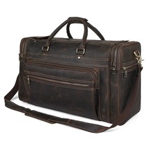 Men&#39;s Crazy Horse Leather Travel Bag Cow Leather Big Travel Duffel Durable Cowhi - £372.07 GBP