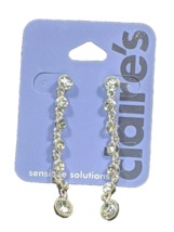 Claire's Cubic Zirconia Dangle Earrings #39292-8 Silver Colored (New) - £7.47 GBP