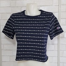 Champion All Over Print Crop Black White Shirt Womens Size Small Short Sleeve - $11.04