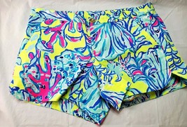Lilly Pulitzer Women&#39;s 00 Shorts Blue Yellow Pink Spring Tropical Floral  - $24.65