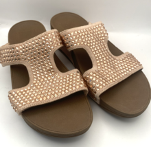 FitFlop Women&#39;s Marlie Pink Rhinestone Embellished Platform Slide Sandal... - $28.49