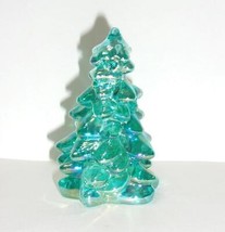 Mosser Glass Teal Carnival Mini Christmas Tree Figurine Holiday Made In USA - £12.92 GBP