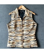 Silkland Tiger Stripe Vest Top Pure Silk Sleeveless Front Zip - Women&#39;s ... - $32.41 CAD