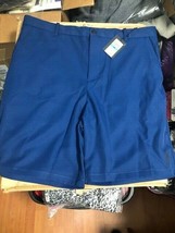 DKNY Men&#39;s Regular Fit Solid Flat Front Tech Shorts with Pockets Sz 36 Blue NWT - £22.15 GBP