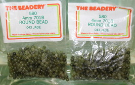 4mm ROUND BEADS THE BEADERY PLASTIC JADE 2 PACKAGES 1,160 COUNT - $3.99