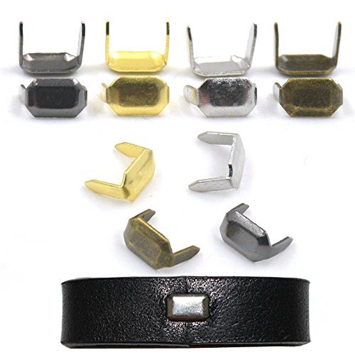 Bluemoona 100 Pcs - Brass Staple 8mm Leather Belt Loops Fastener Holder DIY Leat
