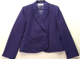 Tahari Suit Jacket Women Size 14 Purple Polyester Notch Collar Snap Butt... - £21.62 GBP