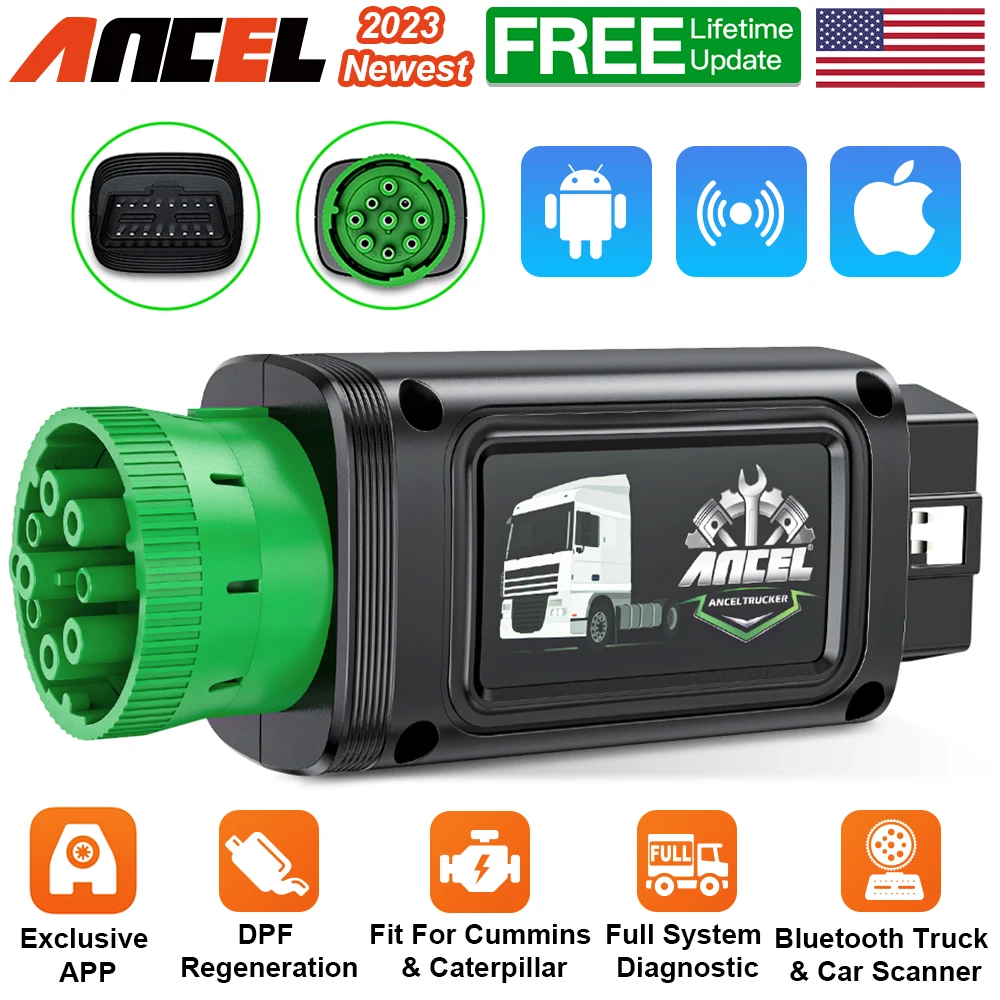 ANCEL HD110 Bluetooth  Heavy Duty Truck Car Diagnostic Tool 9/12 Pin OBD2 Scanne - $231.74