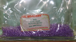 4mm ROUND BEADS THE BEADERY PLASTIC AMETHYST 1 PACKAGE 1,600 COUNT - $3.99