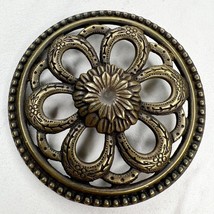Vintage Bronze Tone Flower Floral Cinch Belt Buckle - £7.73 GBP