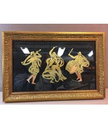 Framed Metal Art Dancer Drummer Flute brass copper ornate gilt frame 16.... - £13.54 GBP