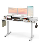 63 Inch x 24 Inch Electric Standing Desk with 2 Drawers-White - Color: W... - $7,403.11 MXN
