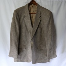 Vtg 90s 52B Big &amp; Tall Beige Woven Tweed 2 Btn Blazer Suit Jacket Sport Coat - £37.51 GBP