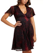 GUESS Lavinia Printed Dress Short flutter sleeves Lined Size Medium Blac... - $62.10 CAD