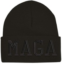 Donald Trump MAGA BLACK ON BLACK Embroidered Winter Hat Make America Gre... - £19.01 GBP