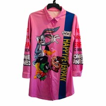 Looney Tunes Hot Pink Barbie Bugs Bunny Peter Pan Tazz Button Front Shir... - £26.12 GBP