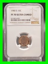 Ultra Cameo 1980-S Proof 10C  Roosevelt Dime ~ Graded NGC PF 70 ~ TOP POP!  - £77.31 GBP
