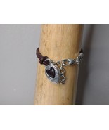 7.5 Inch Brown Leather With Heart Brighton Bracelet - £28.04 GBP