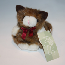 Russ Plush Itty Bitty Kitties 3.5&quot; Brown Tabby Cat Red Bow Mini Soft Toy... - $362.84 MXN