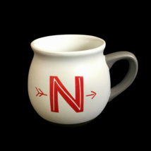 Threshold Monogrammed Coffee Mug Letter N Initial W/ Arrow Stoneware Cup White - £15.01 GBP