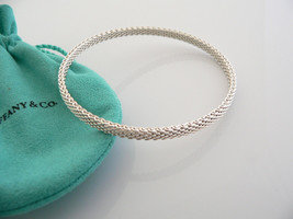 Tiffany &amp; Co Mesh Bracelet Silver Narrow Weave Somerset Bangle Gift Pouc... - £349.91 GBP
