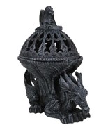 Crouching Atlas Dragon Tower Sphere Incense Burner Sculpture Figurine Fa... - $647.15 MXN