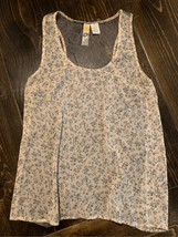 Cream Green Floral Sleeveless Blouse-Mimi Chica-Medium Tank Lace Womens EUC - $15.05