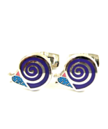 Duchamp London Silver and Black Spiral Snail Cufflinks - $1,486.52 MXN