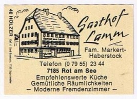 Matchbox Label Germany Gasthof Lamm Haberstock - £0.75 GBP