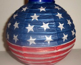 4TH Of July Patriotic Round Paper Lanterns Battery Operated Led Lights - £3.95 GBP