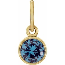 14K Yellow Gold 4mm Round Blue Zircon CZ Birthstone Women&#39;s Bracelet Charm - $139.00