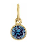 14K Yellow Gold 4mm Round Blue Zircon CZ Birthstone Women&#39;s Bracelet Charm - $227.53 CAD