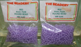 4mm ROUND BEADS THE BEADERY PLASTIC LILAC 2 PACKAGES 1,600 COUNT - $3.99