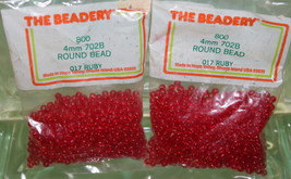 4mm ROUND BEADS THE BEADERY PLASTIC RUBY 2 PACKAGES 1,600 COUNT - £3.13 GBP