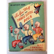 Six Gun Wolf and the Threee Little Pigs Activity Book 3 Dimensional Vintage 1956 - $18.00