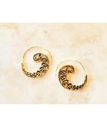 Bohemian Hoop Earrings Circles Tribal Earrings Spiral Earrings Gold Tone - $7.92