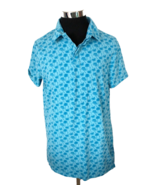 All In Motion Golf Shirt Men&#39;s Size X-large Stretch Knit Teal Palm Trees... - $17.82