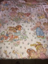 Vintage Cabbage Patch Kids Multi Colored Flat Bed Sheet Twin &amp; Double Bed Size  - £19.53 GBP