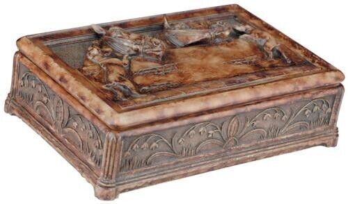 Box EQUESTRIAN Lodge Horse Hinged Lid Chestnut Resin Hand-Painted Hand-Cast - $289.00