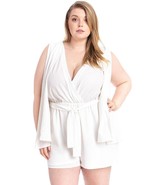 Shimmer Fabric Draped Open Sleeve Romper - $54.14 CAD
