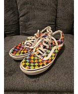 Vans Comfy Cush Checkered Tie Die Rainbow Shoes - Women&#39;s Size 9 Men&#39;s 7.5 - $34.60