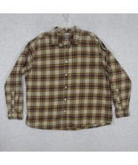 Eddie Bauer Men&#39;s Flannel Button Up Shirt Long Sleeve Brown Plaid Size XXL - £14.22 GBP