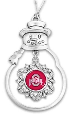 FTH 48584 Ohio State BuckeyesSnowman Ornament with Rhinestones