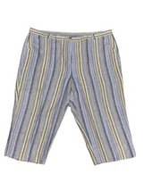 JM COLLECTION Capri Pants Woman  44/20 Blue Striped ￼ Linen Lightweight ... - £19.38 GBP