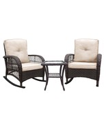 Outdoor Wicker 3-Piece Rocker Patio Bistro Conversation Set - $6,826.59 MXN