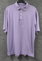 johnnie-O Myers Polo Shirt Mens L Purple Short Sleeve Striped Stretch Golf Sport - $23.05