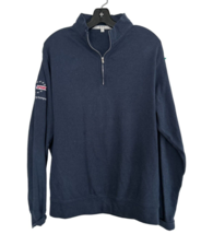 Peter Millar Cotton 1/4 Zip Pullover Blue Sweatshirt Embroidery Size Med - $24.74