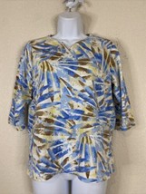 BonWorth Womens Size S Petite Abstract Leaves V-neck Knit Blouse 3/4 Sleeve - £4.95 GBP