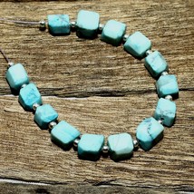 14pcs Natural Turquoise Line Beads Loose Gemstone Size 6x4mm To 8x7mm 33.10cts - £11.46 GBP